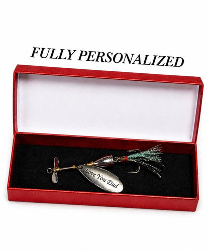 Personalized Anniversary Fishing Lure Gift for Husband or Boyfriend – Red Gift Box
