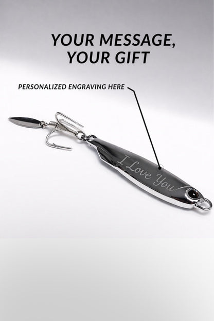 Personalized Silver Fishing Lure Retirement Gift For Grandpa – Brown Gift Box