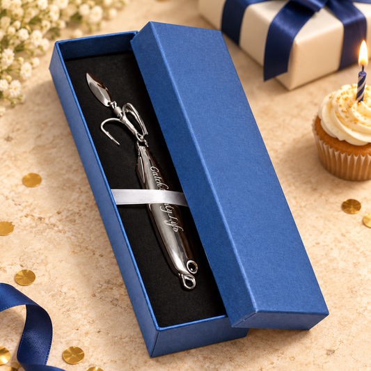 Custom Engraved Birthday Fishing Lure Gift for Him – Personalized Silver Stainless Steel Keepsake